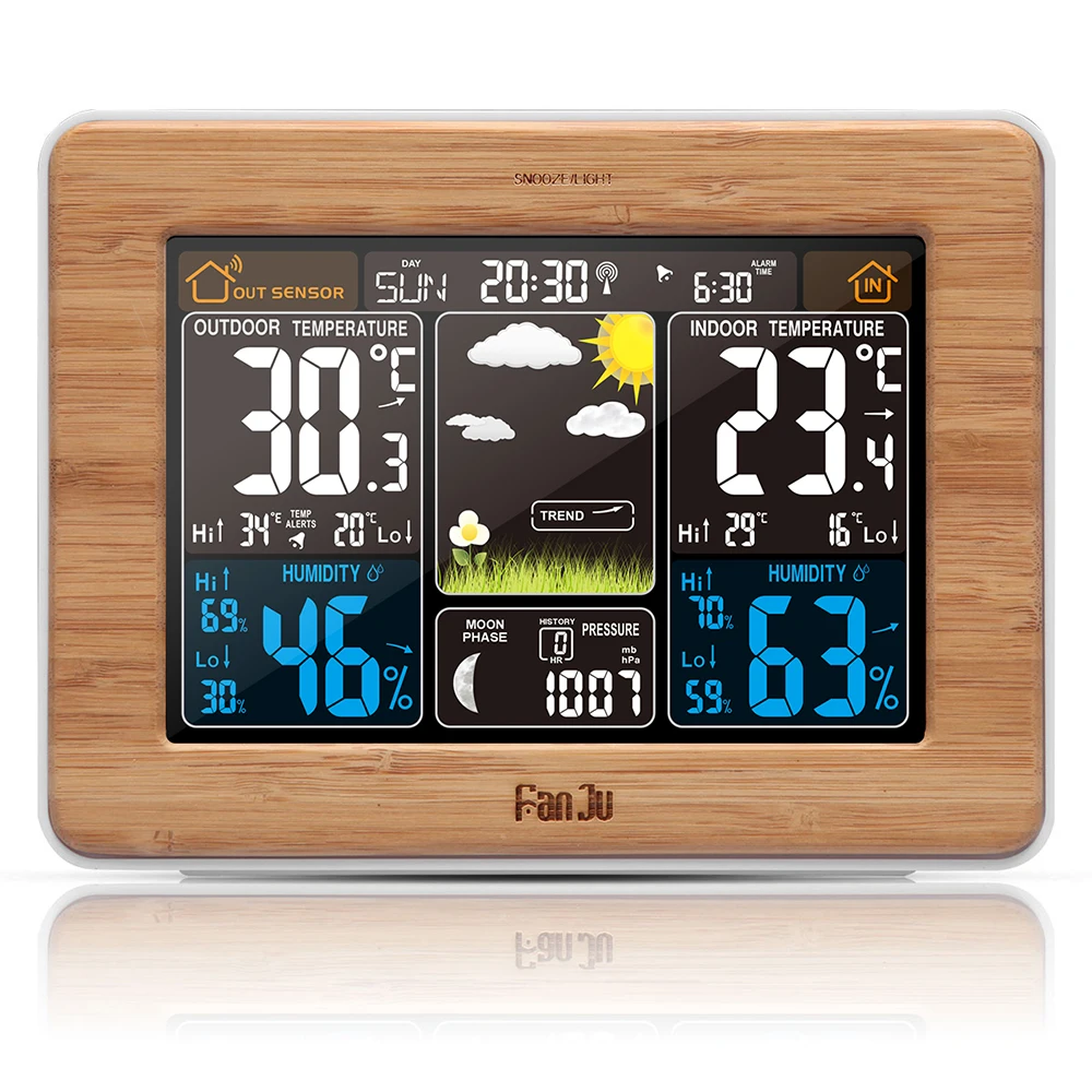 FanJu FJ3365W будильник с информацией о погоде часы беспроводные, прогноз температуры, фазы Луны, Повтор сигнала, лунный фаз, большой светодиодный...
FanJu FJ3365W будильник с информацией о погоде часы беспроводные, прогноз температуры, фазы Луны, Повтор сигнала, лунный фаз, большой светодиодный...