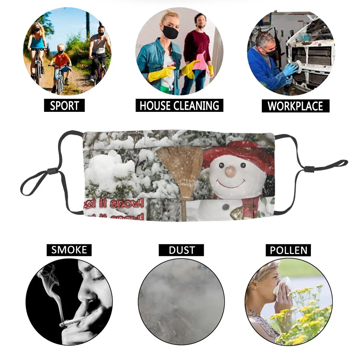 Let It Snow Snowman Reusable Face Mask Merry Christmas Winter Holiday Anti Haze Dustproof Mask Protection Respirator Muffle
Let It Snow Snowman Reusable Face Mask Merry Christmas Winter Holiday Anti Haze Dustproof Mask Protection Respirator Muffle