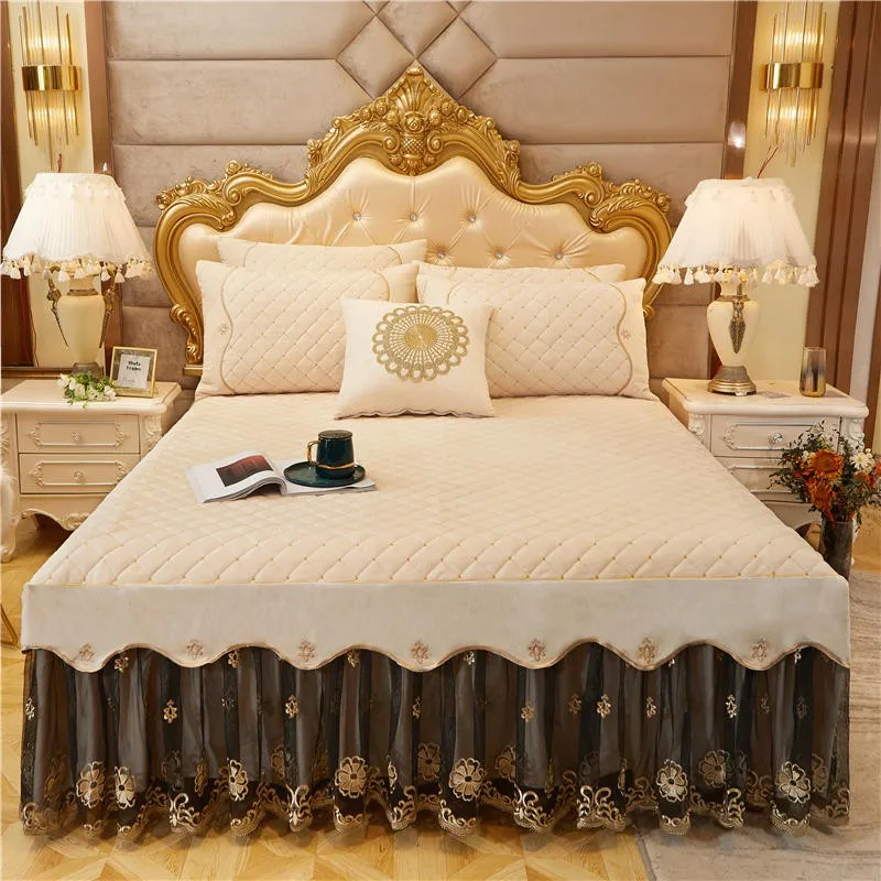 Роскошная бархатная стеганая кровать со стразами простыня 3 боковых покрытия