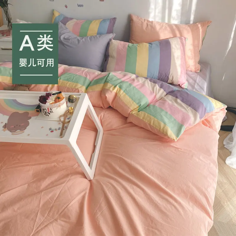Ins fresh 4 times 100 cotton washing cotton quilt set of single student three-piece contracted bedding
Ins fresh 4 times 100 cotton washing cotton quilt set of single student three-piece contracted bedding
