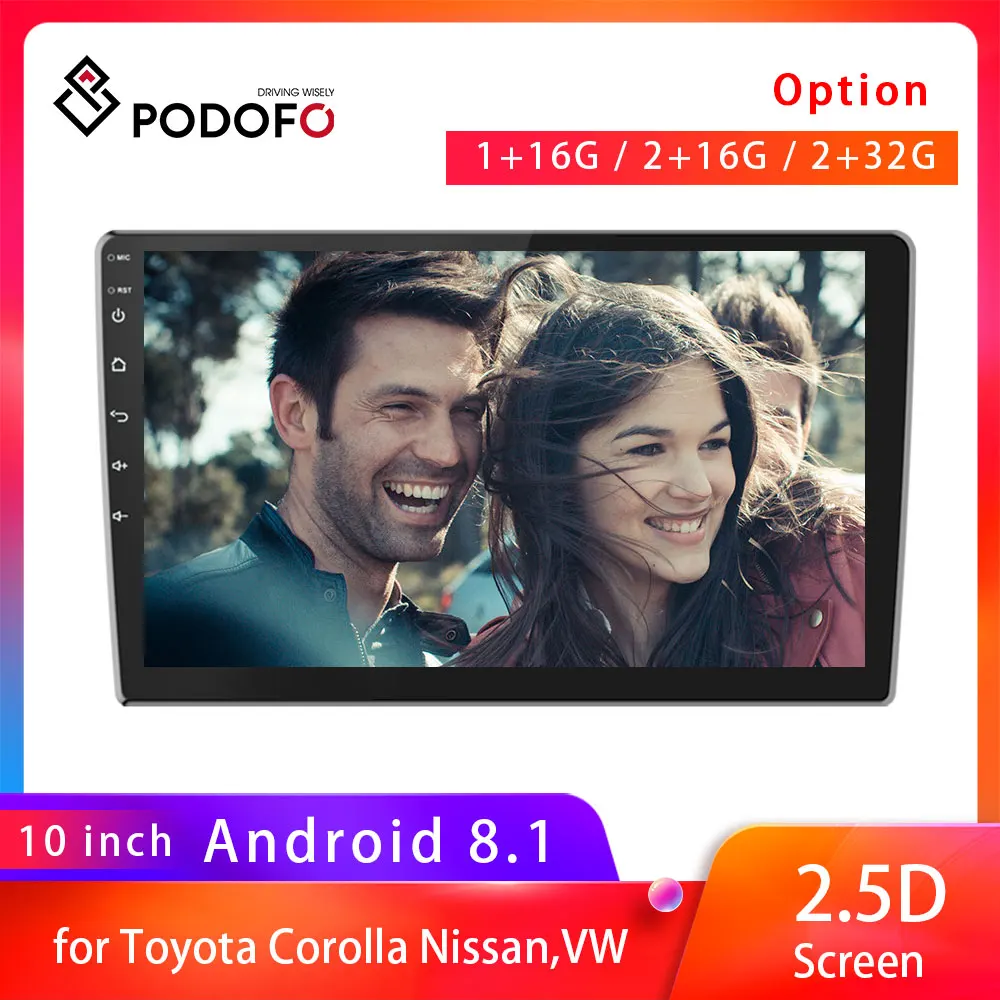Автомагнитола Podofo 9216 2 Din Android 8 1 2.5D Bluetooth Wi Fi USB|Автомагнитолы| |
