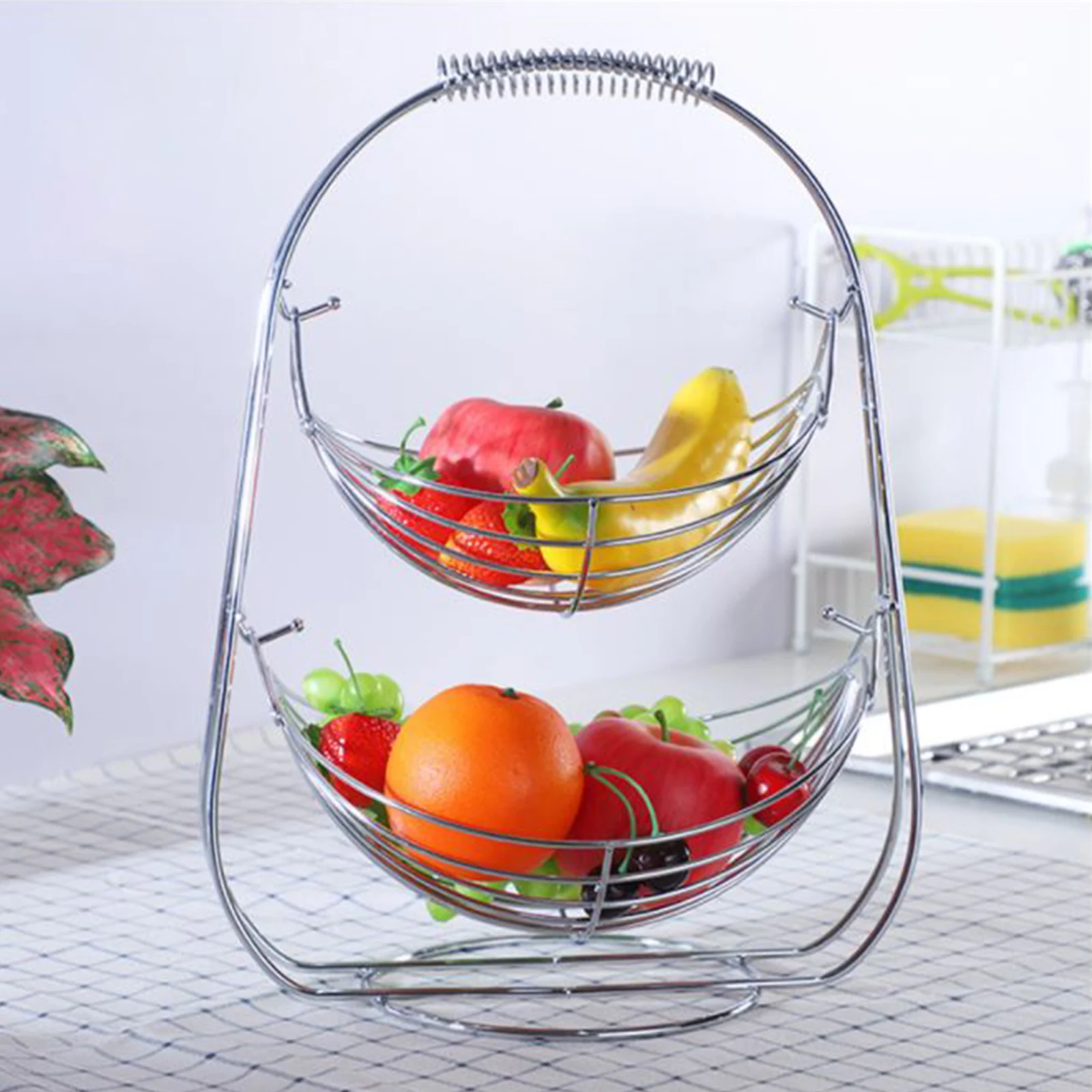 European Style Iron Fruit Basket Living Room Double Layer Fruit Drain Storage Rack Kitchen Accessory fruit storage basket
European Style Iron Fruit Basket Living Room Double Layer Fruit Drain Storage Rack Kitchen Accessory fruit storage basket