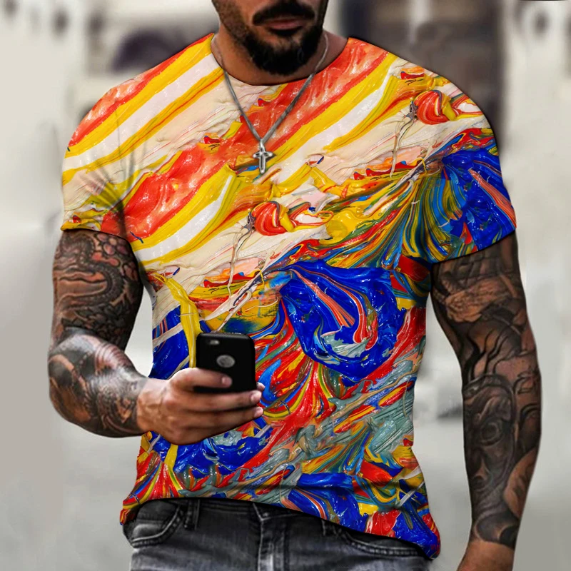 2021 New Summer Casual 3d Printed T-shirt Colorful Ink Splicing Graffiti Art Men's Fashion Personality Short-sleeved Shirt
2021 New Summer Casual 3d Printed T-shirt Colorful Ink Splicing Graffiti Art Men's Fashion Personality Short-sleeved Shirt