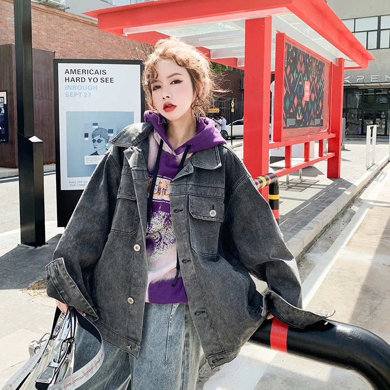 Unua amo Hip-hop Denim Jacket For Women Vintage Autumn Basic Coat 2021 Fashion Harajuku Style Print Black Jean Jackets YY008A
Unua amo Hip-hop Denim Jacket For Women Vintage Autumn Basic Coat 2021 Fashion Harajuku Style Print Black Jean Jackets YY008A
