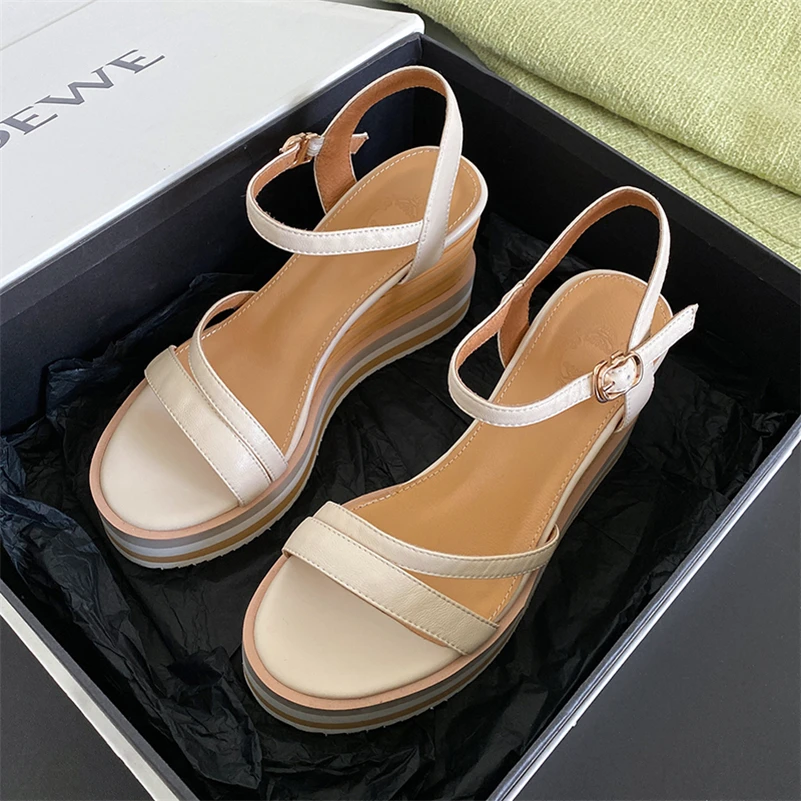 Meotina Women Shoes Natural Genuine Leather Sandals Wedge Super High Heel Sandals Round Toe Cow Leather Ladies Footwear Summer
Meotina Women Shoes Natural Genuine Leather Sandals Wedge Super High Heel Sandals Round Toe Cow Leather Ladies Footwear Summer