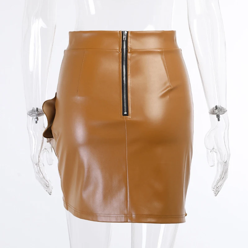 Women Irregular Ruffles Glossy Leather Skirt 2021 Spring Summer Casual Fashion High Waist Holiday Solid Zipper Skinny Mini Skirt
Women Irregular Ruffles Glossy Leather Skirt 2021 Spring Summer Casual Fashion High Waist Holiday Solid Zipper Skinny Mini Skirt