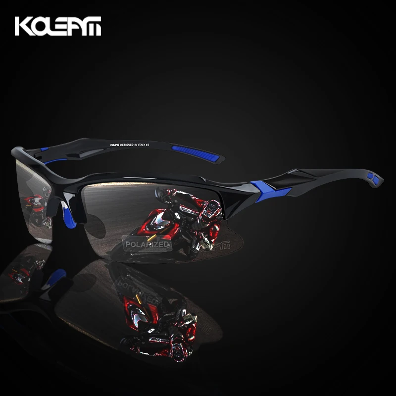 

KDEAM Sport Sunglasses Men Polarized TR90 Semi Rimless Shades UV400 Cool Half Frame Square Sun Glasses With Free Box