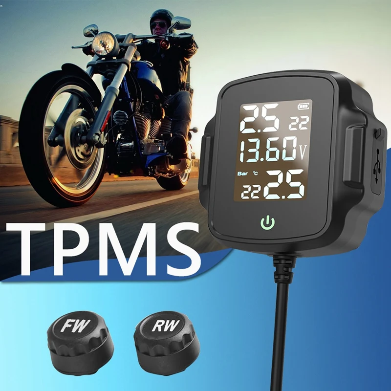 Motorcycle TPMS Motorbike Tire Pressure Monitoring System Tyre Temperature Alarm System with QC 3.0 USB Charger 
Motorcycle TPMS Motorbike Tire Pressure Monitoring System Tyre Temperature Alarm System with QC 3.0 USB Charger