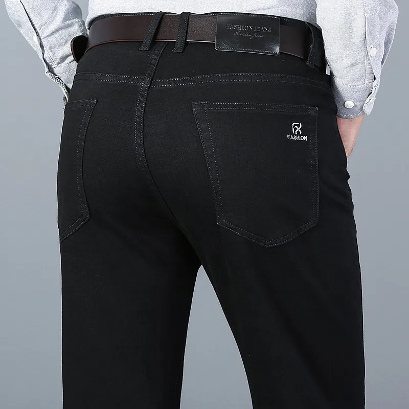 2021 Autumn New Men's Pure Black Business Jeans Classic Style Regular Fit Stretch Denim Pants Fashion Casual Brand Trousers
2021 Autumn New Men's Pure Black Business Jeans Classic Style Regular Fit Stretch Denim Pants Fashion Casual Brand Trousers