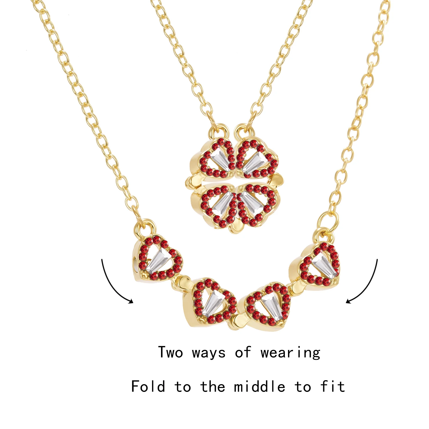 New Fashion Folding Four Love Heart Pendant Necklace Simple Magnetic Rhinestone Flower Choker Clavicle Chain Valentines Day Gift
New Fashion Folding Four Love Heart Pendant Necklace Simple Magnetic Rhinestone Flower Choker Clavicle Chain Valentines Day Gift