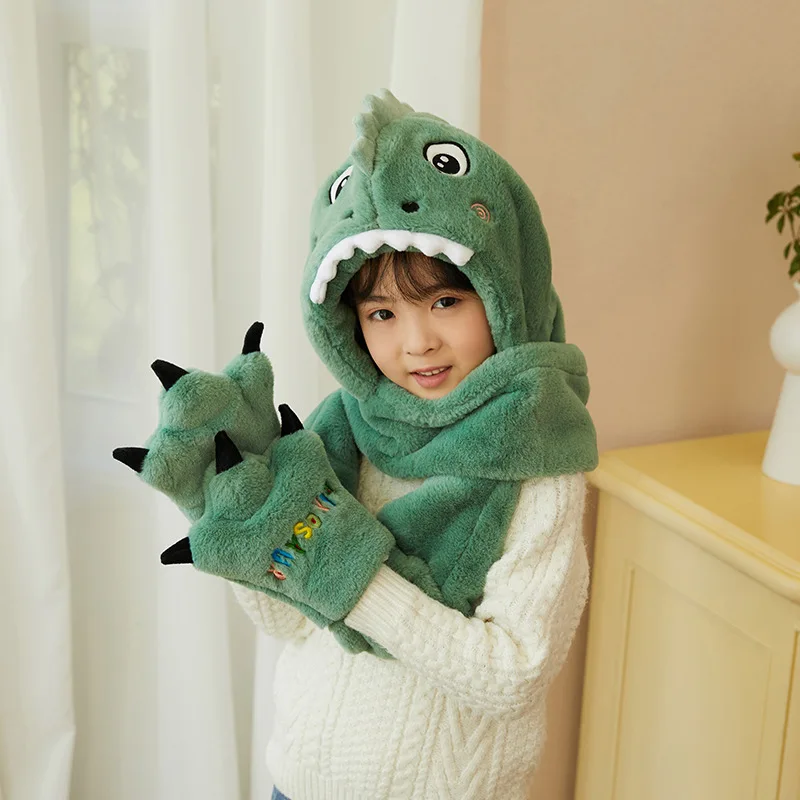 Children Hat Winter Warm Small Dinosaur Hat Scarf One Pcs Autumn Winter Cute Plush Ear Protection Cartoon Gloves Three Piece
Children Hat Winter Warm Small Dinosaur Hat Scarf One Pcs Autumn Winter Cute Plush Ear Protection Cartoon Gloves Three Piece
