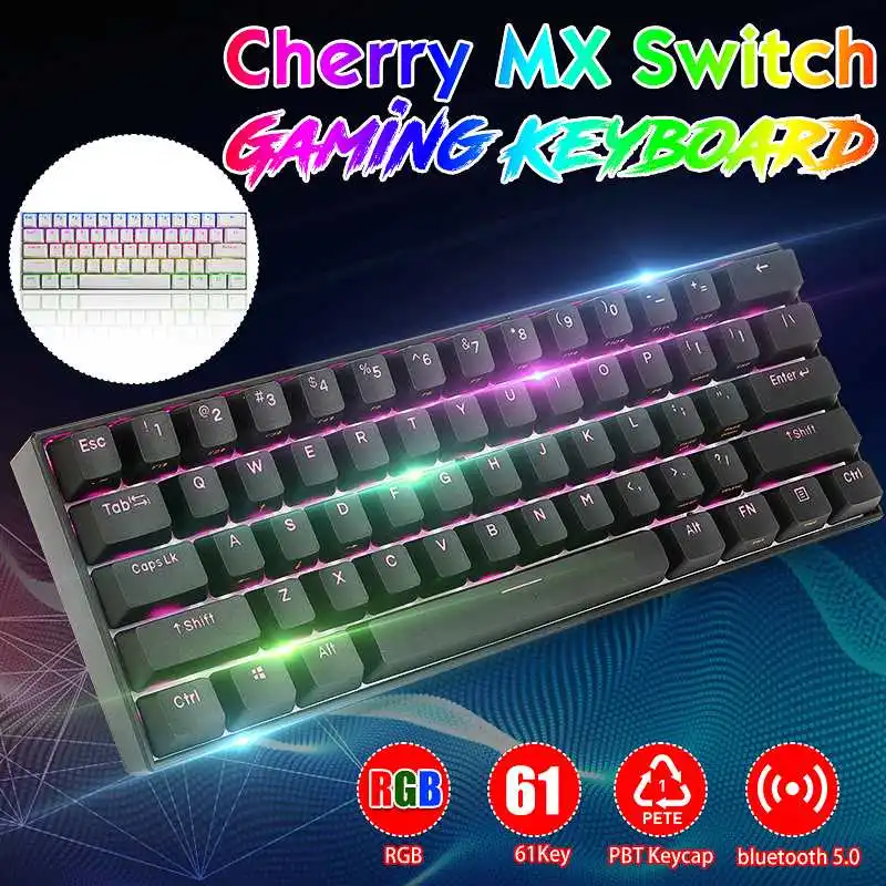61 клавиша 60% NKRO bluetooth Механическая игровая клавиатура 5,0 Type-C RGB Cherry MX Переключатель PBT двойной колпачок для клавиш
61 клавиша 60% NKRO bluetooth Механическая игровая клавиатура 5,0 Type-C RGB Cherry MX Переключатель PBT двойной колпачок для клавиш
