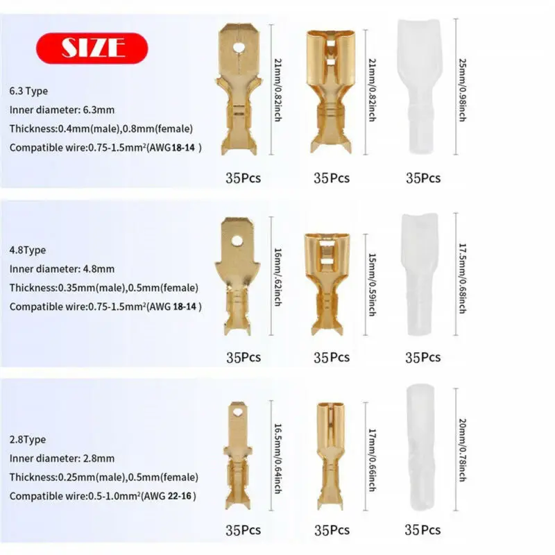 315 Pcs Female Male Electrical Spade Wire Butt Connectors Lugs Battery Starter Cable Splice Crimp Terminals Kit Assortment
315 Pcs Female Male Electrical Spade Wire Butt Connectors Lugs Battery Starter Cable Splice Crimp Terminals Kit Assortment