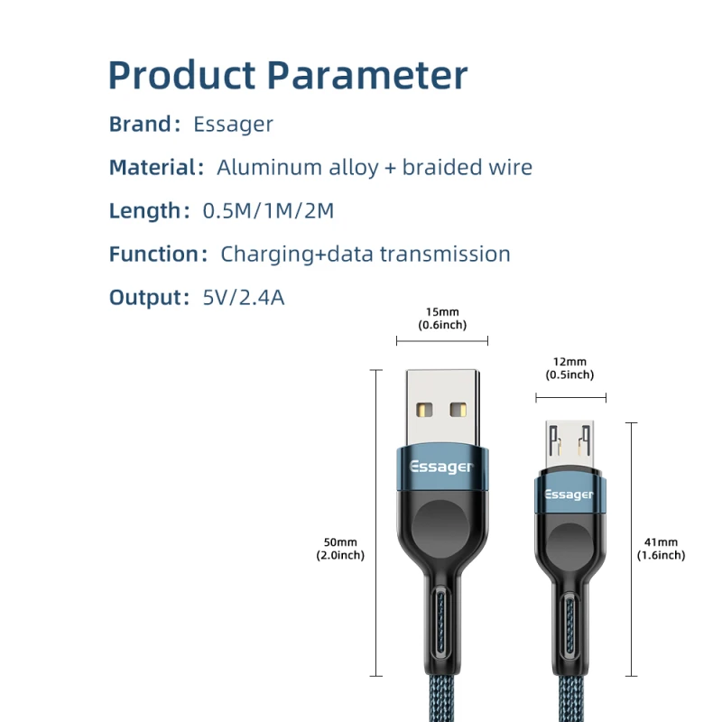 Essager Micro USB Cable 2.4A Fast Charging Microusb Wire Cord For Samsung Xiaomi Android Mobile Phone Accessories Data Cable
Essager Micro USB Cable 2.4A Fast Charging Microusb Wire Cord For Samsung Xiaomi Android Mobile Phone Accessories Data Cable