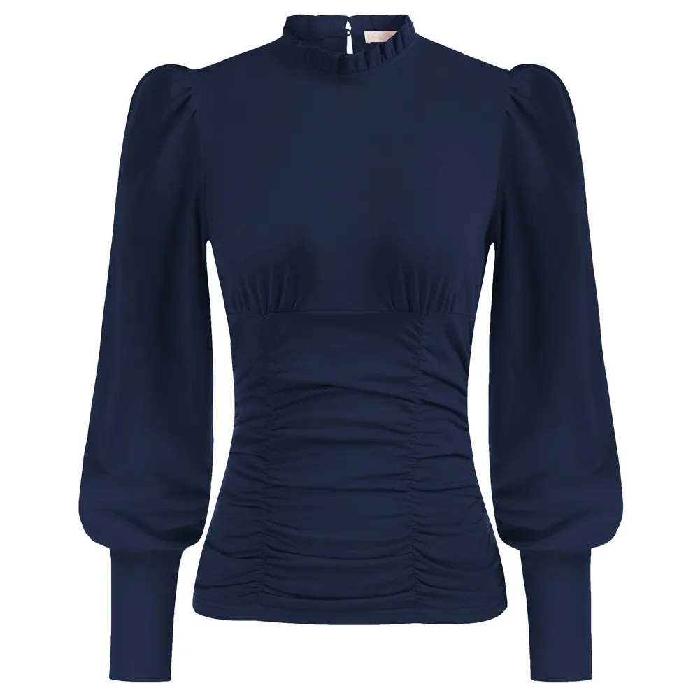 BP Women Retro Ruched Cotton Tops Long Lantern Sleeves Ruffled Stand Collar Tops Long Lantern Sleeves
BP Women Retro Ruched Cotton Tops Long Lantern Sleeves Ruffled Stand Collar Tops Long Lantern Sleeves