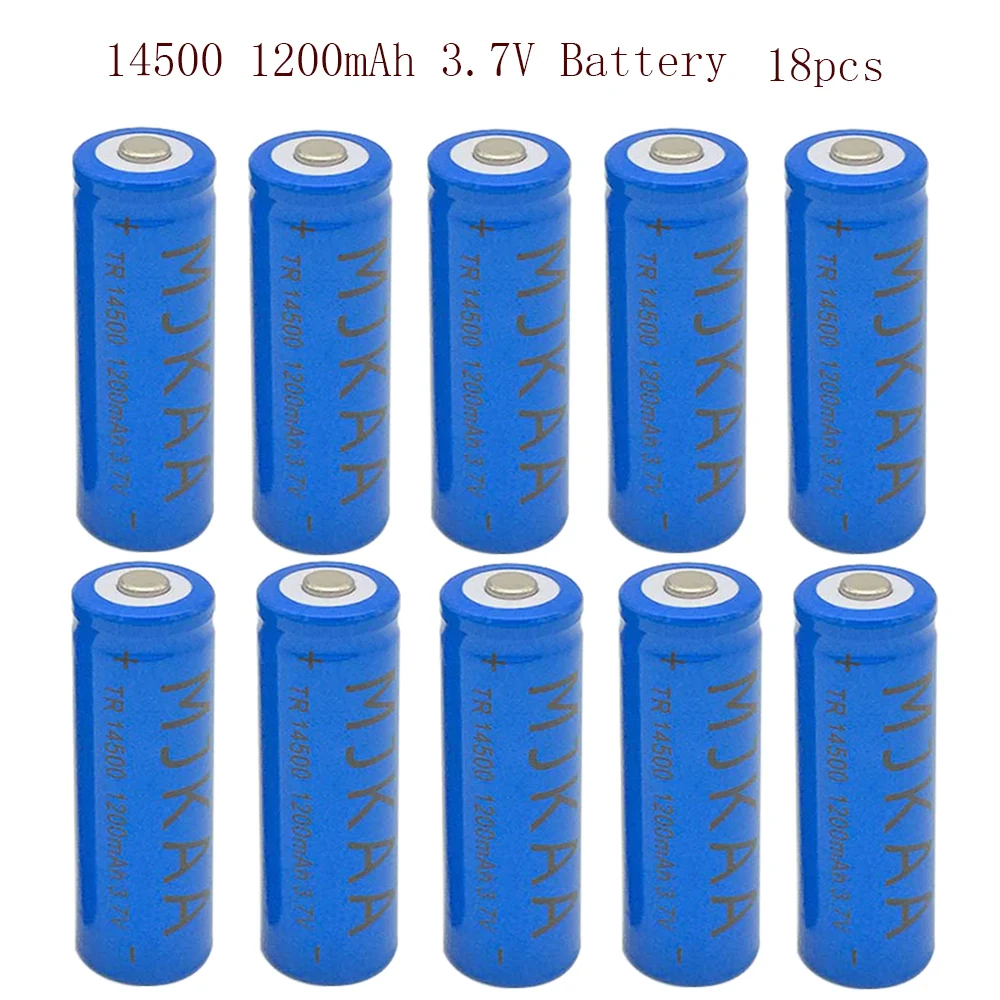 18PCS AA 14500 3.7V 1200mAh 2A Rechargeable Batteries Lithium Li-ion Battery Suitable For Laser Pointer LED Flashlight
18PCS AA 14500 3.7V 1200mAh 2A Rechargeable Batteries Lithium Li-ion Battery Suitable For Laser Pointer LED Flashlight