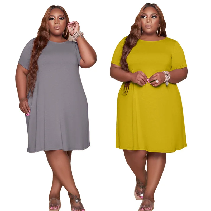 Women Dresses Summer 2021 Fashion Wholesale Clothes O-Neck Short Sleeve Loose Casual Dress Solid Plus Size Dress Dropshipping
Women Dresses Summer 2021 Fashion Wholesale Clothes O-Neck Short Sleeve Loose Casual Dress Solid Plus Size Dress Dropshipping