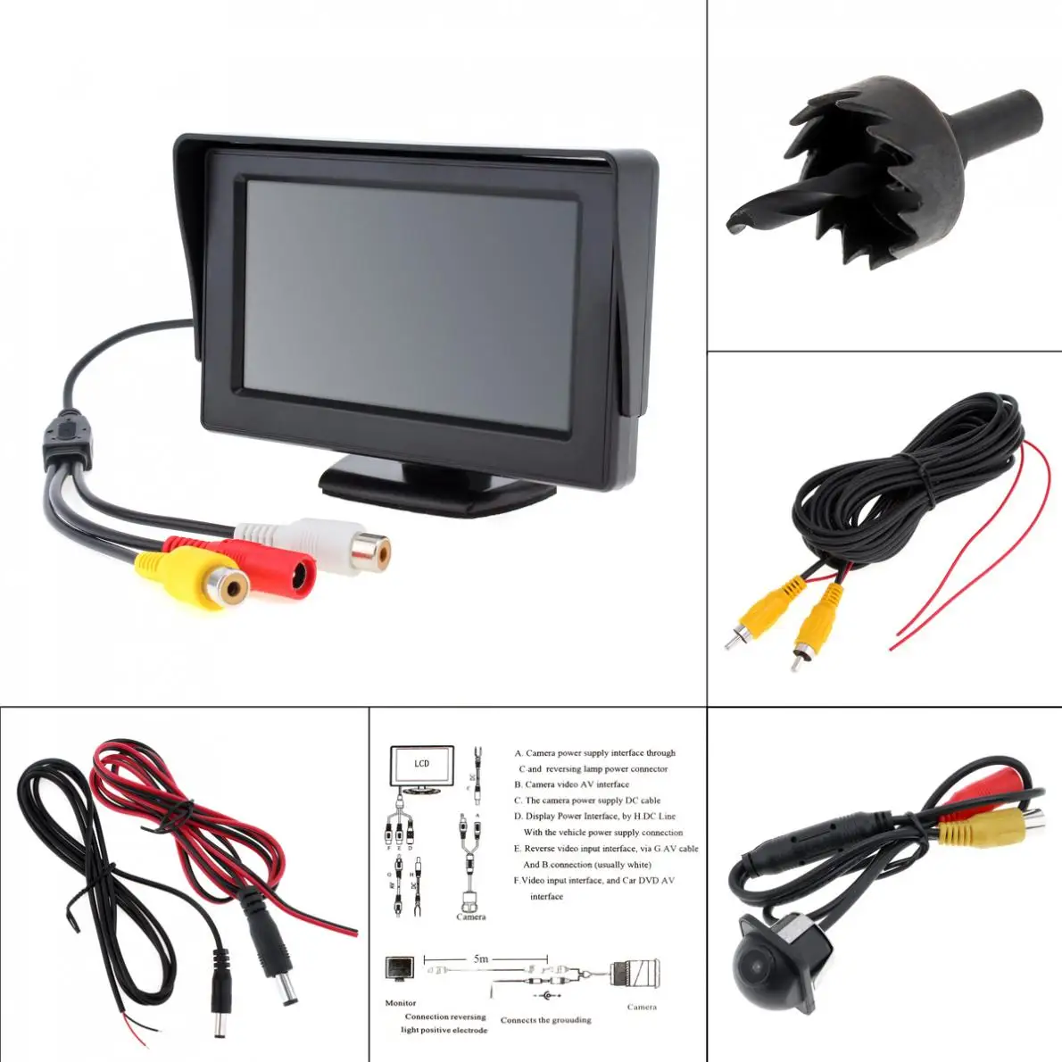 4.3 Inch HD 2 Video Input TFT LCD Car Rear View Monitor + 170 Wide Angle 420 TVL Waterproof Car Rearview Reverse Camera
4.3 Inch HD 2 Video Input TFT LCD Car Rear View Monitor + 170 Wide Angle 420 TVL Waterproof Car Rearview Reverse Camera