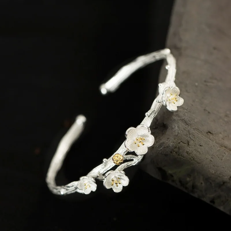 Korean Personality Style 925 Sliver Bracelet For Women Handmade Sakura Adjustable Open Bracelets Gifts For Girlfiend Hot Sale
Korean Personality Style 925 Sliver Bracelet For Women Handmade Sakura Adjustable Open Bracelets Gifts For Girlfiend Hot Sale