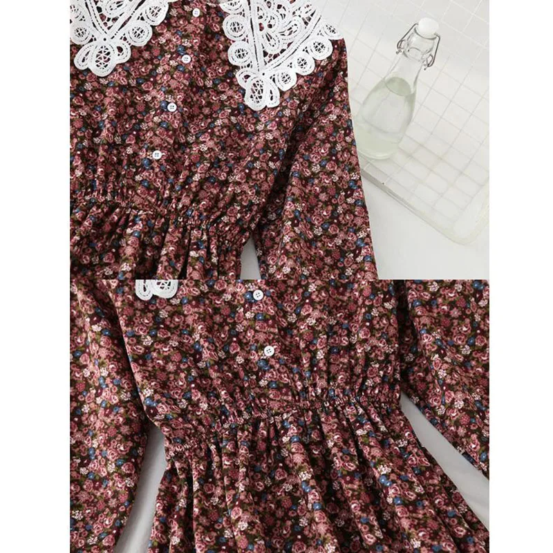 Lace Splice Sweet Doll collar Corduroy Dress Women 2021Spring New Floral High waist Dress Long sleeve Button Midi Vestidos
Lace Splice Sweet Doll collar Corduroy Dress Women 2021Spring New Floral High waist Dress Long sleeve Button Midi Vestidos