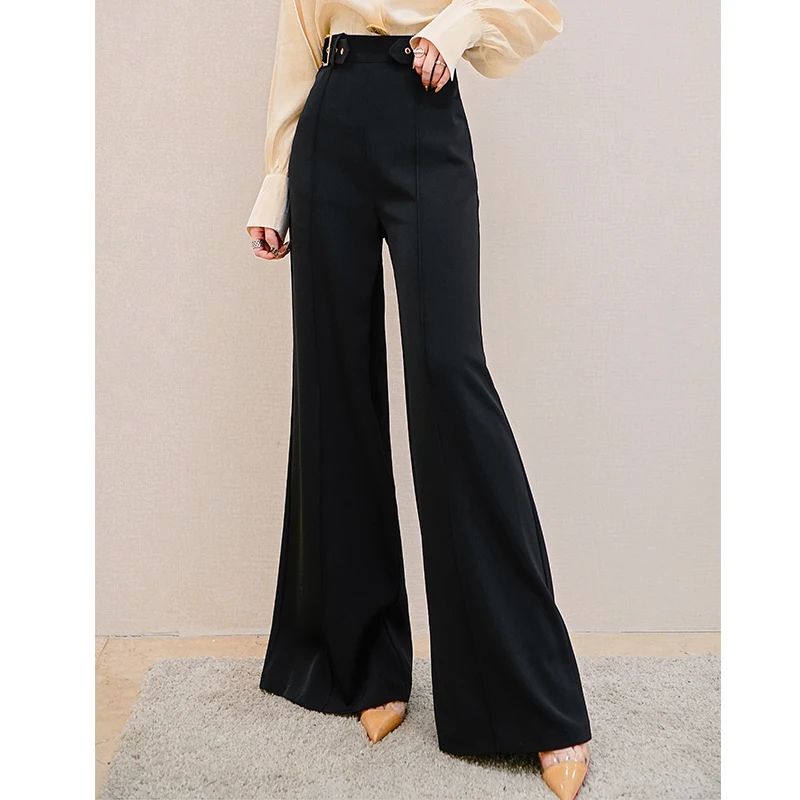 Women black high waist wide leg pants Simple casual pants Sexy trousers spring female new Office lady temperament pants
Women black high waist wide leg pants Simple casual pants Sexy trousers spring female new Office lady temperament pants