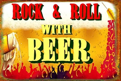 Rock & Roll с пивной металлической вывеской, металлическая вывеска, общественная вывеска, декоративная вывеска, 12x18 дюймов 
Rock & Roll с пивной металлической вывеской, металлическая вывеска, общественная вывеска, декоративная вывеска, 12x18 дюймов