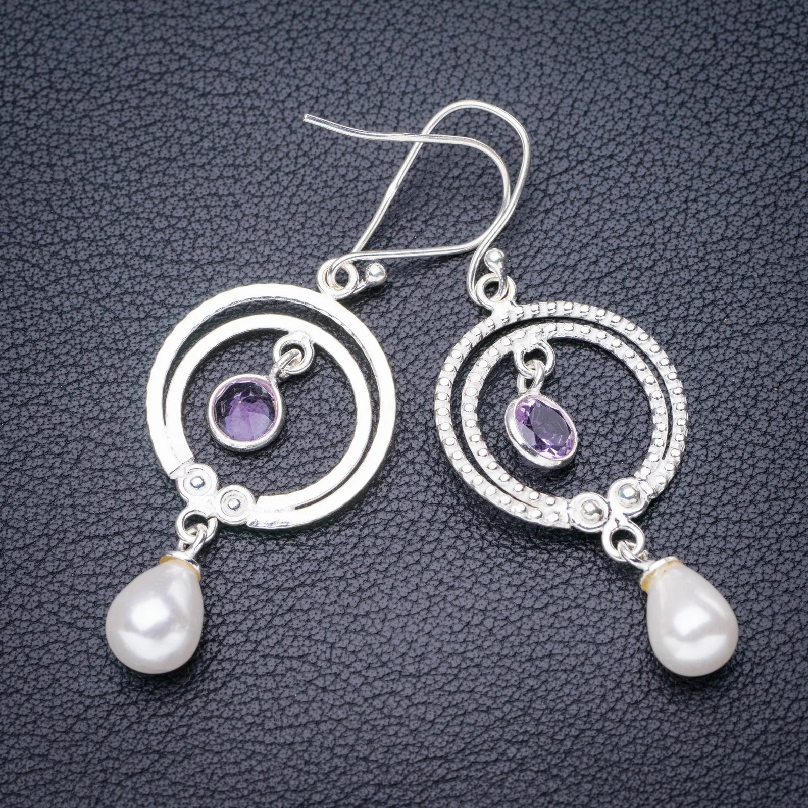 StarGems Natural River Pearl Amethyst Handmade 925 Sterling Silver Earrings 2.25" E5414
StarGems Natural River Pearl Amethyst Handmade 925 Sterling Silver Earrings 2.25" E5414