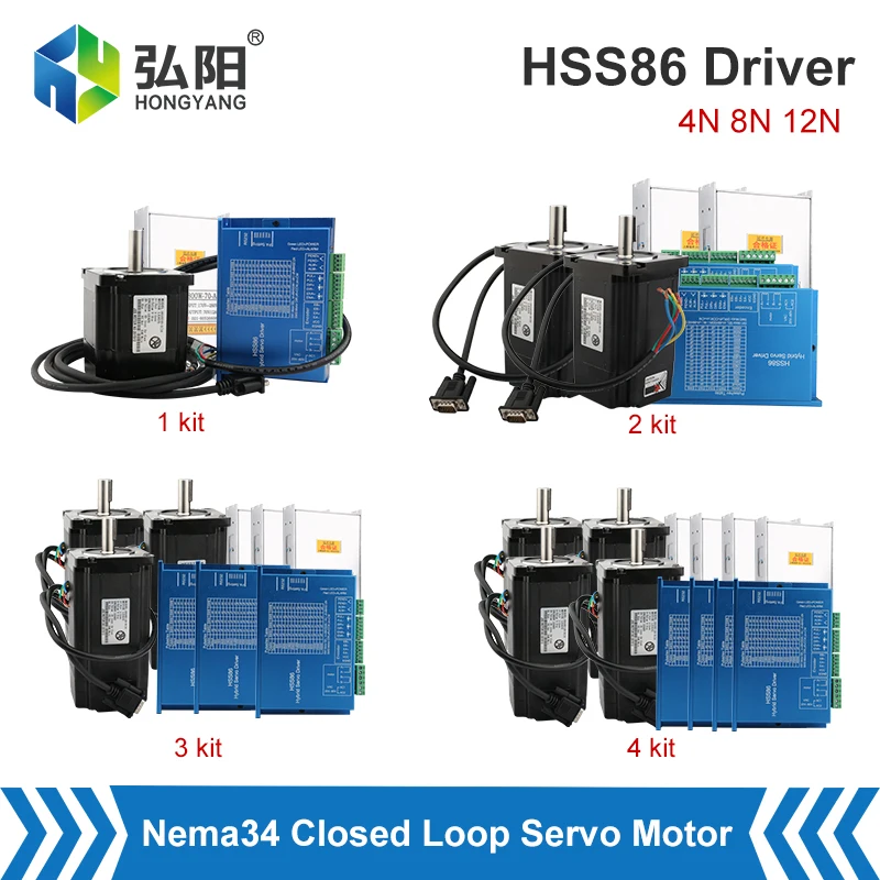 

Nema 34 Closed Loop Servo Motor Kit 12N 8N 4N 6A 2-Phase & HSS86 Hybrid Stepping Motor Driver 200khz + 70V Power Supply