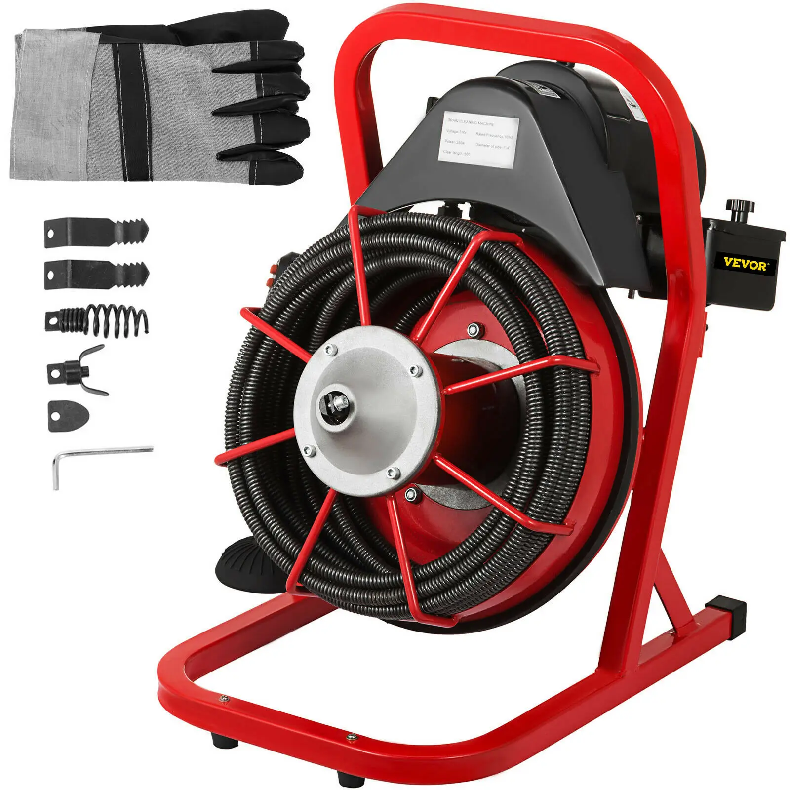 VEVOR Drain Cleaner 50' x 1/2" Drain Cleaning Machine 370W Sewer Clog w/Cutters 1750R/min with 4 Cutter and Foot Switch
VEVOR Drain Cleaner 50' x 1/2" Drain Cleaning Machine 370W Sewer Clog w/Cutters 1750R/min with 4 Cutter and Foot Switch