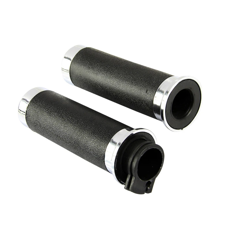 

1 Pair 25mm Motorcycle Handlebar Hand Grips Black & Sliver Rubber Plastic Handle Bar WB-017