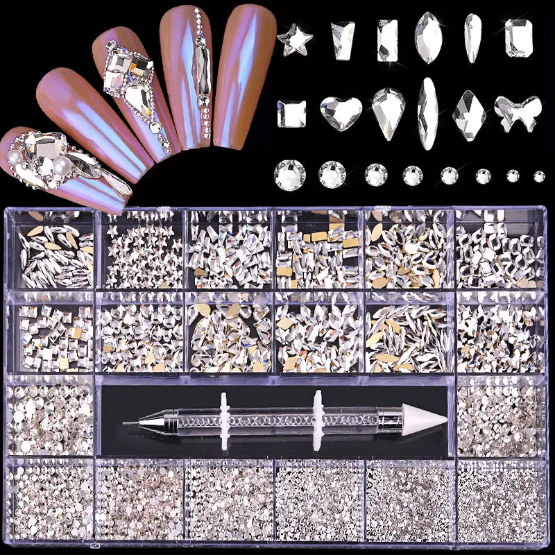 21 Grid Boxed Nail Rhinestone Flat Glass Shaped Rhinestone DIY Nail Rhinestone Nail Art Jewelry Set Manicure Decoration TSLM2
21 Grid Boxed Nail Rhinestone Flat Glass Shaped Rhinestone DIY Nail Rhinestone Nail Art Jewelry Set Manicure Decoration TSLM2