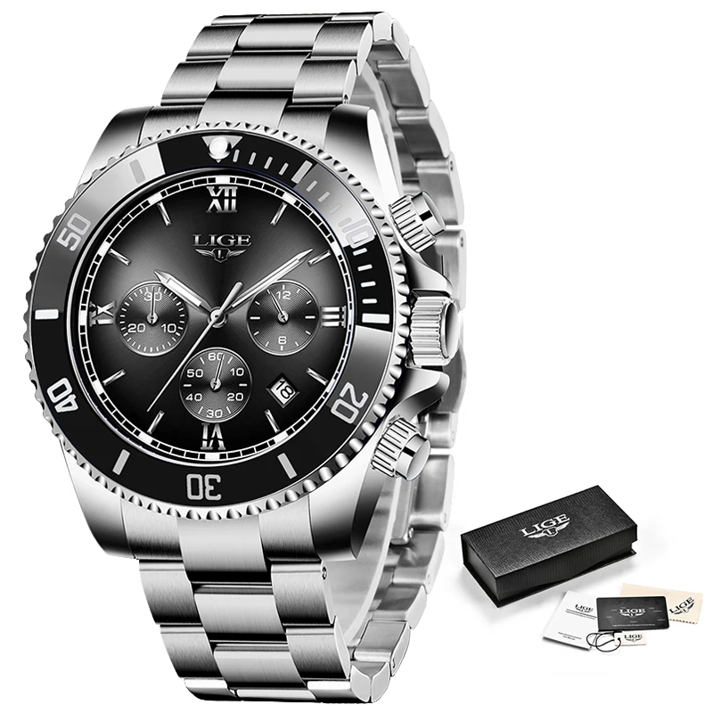 2020 LIGE Mens Watches Fashion Watch Men Stainless Steel Waterproof Sport Watch Quartz Clock Chronograph Relogio Masculino+Box
2020 LIGE Mens Watches Fashion Watch Men Stainless Steel Waterproof Sport Watch Quartz Clock Chronograph Relogio Masculino+Box