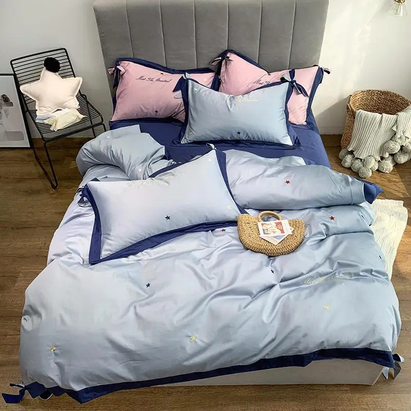Blue Yellow Egyptian Cotton King size Queen Bedding Set Star Embroidery Duvet Cover Bed Sheet Fitted sheet Bed set parure de lit
Blue Yellow Egyptian Cotton King size Queen Bedding Set Star Embroidery Duvet Cover Bed Sheet Fitted sheet Bed set parure de lit