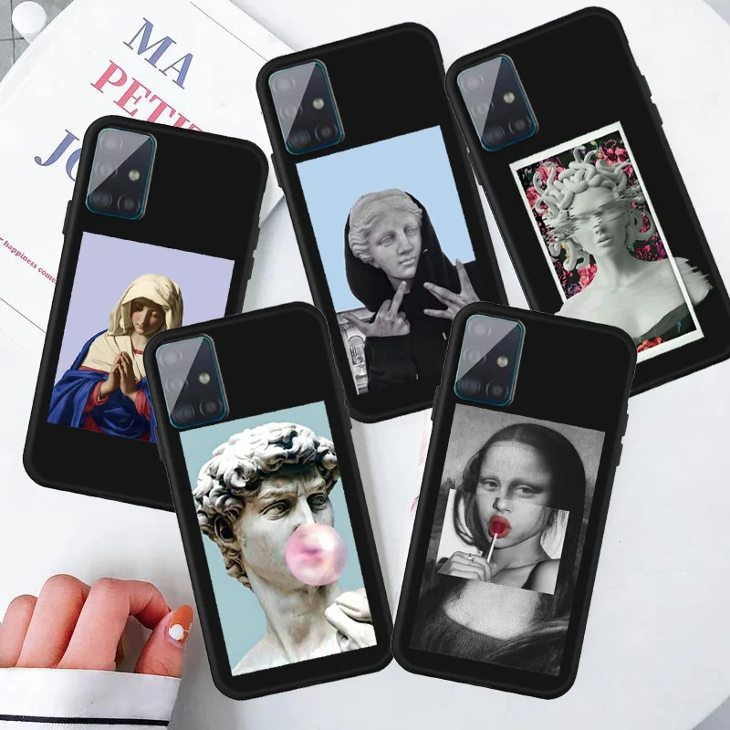 Мягкий прозрачный чехол для телефона из ТПУ Дэвид Мона Лиза Samsung Galaxy A3 A5 A6 A7 A8 A9 A310
