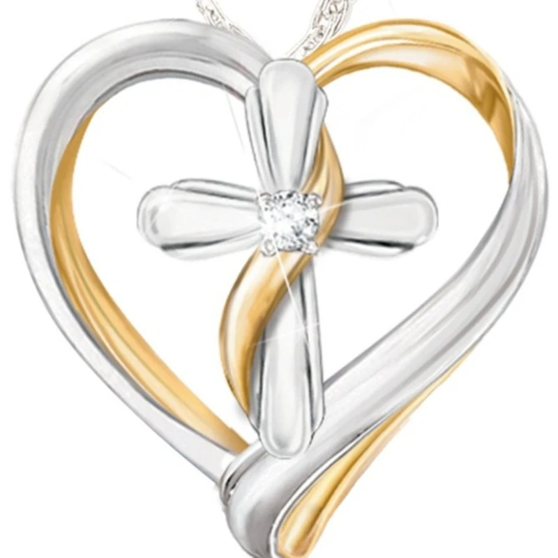 Heart-shaped pendant with embedded cross for women's Valentine's day gift necklace jewelry fashion popular party wholesale 
Heart-shaped pendant with embedded cross for women's Valentine's day gift necklace jewelry fashion popular party wholesale