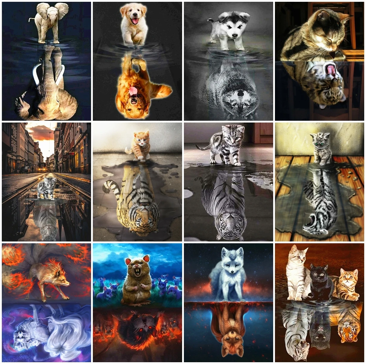 AZQSD 5D Diamond Embroidery Cat Reflection Mosaic Diamond Painting Animal Cross Stitch Kits Handmade Rhinestones Home Decor
AZQSD 5D Diamond Embroidery Cat Reflection Mosaic Diamond Painting Animal Cross Stitch Kits Handmade Rhinestones Home Decor