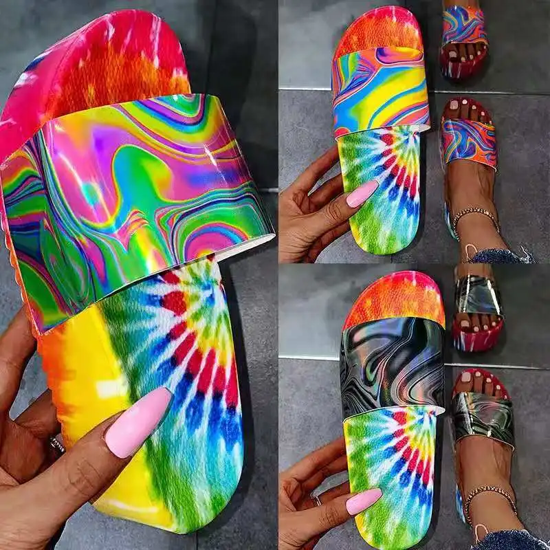 2021 Women Rainbow Slippers Women's Summer Platform Shoes Print Colorful Flat Outdoor Beach Fashion Footwear Slides Female Shoes
2021 Women Rainbow Slippers Women's Summer Platform Shoes Print Colorful Flat Outdoor Beach Fashion Footwear Slides Female Shoes