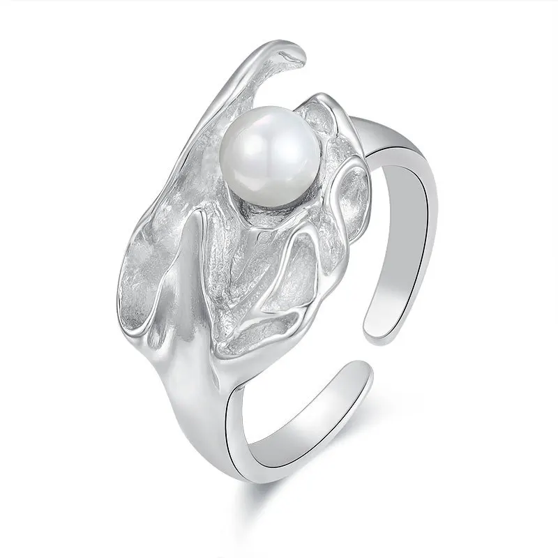 Real S925 Sterling Silver Pearl Irregular Flower Open Rings Minimalist Gold Rings For Female Jewelry Gift
Real S925 Sterling Silver Pearl Irregular Flower Open Rings Minimalist Gold Rings For Female Jewelry Gift