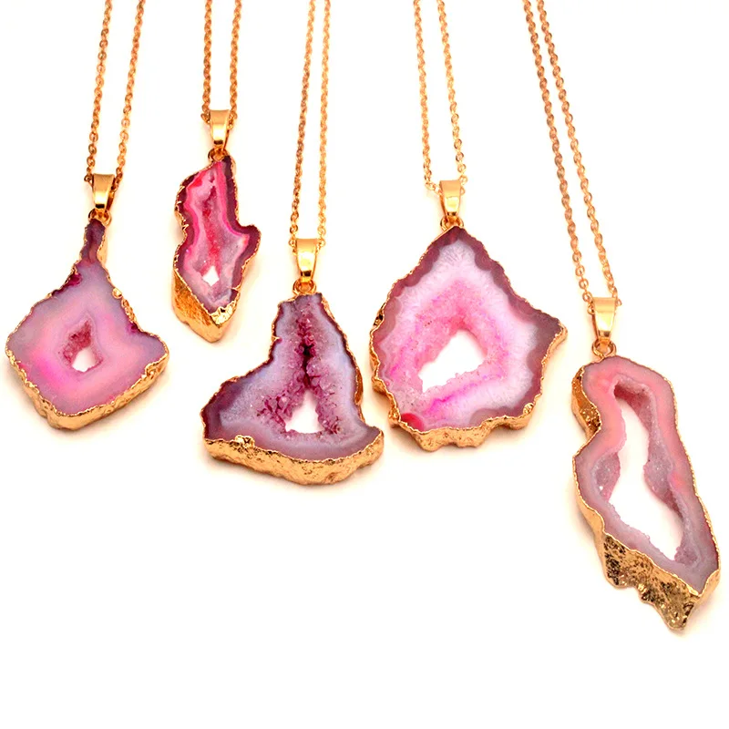 Color rough stone crystal agate pendant necklace natural mineral crystal plating edge gilt neck chain DIY jewelry men and women
Color rough stone crystal agate pendant necklace natural mineral crystal plating edge gilt neck chain DIY jewelry men and women