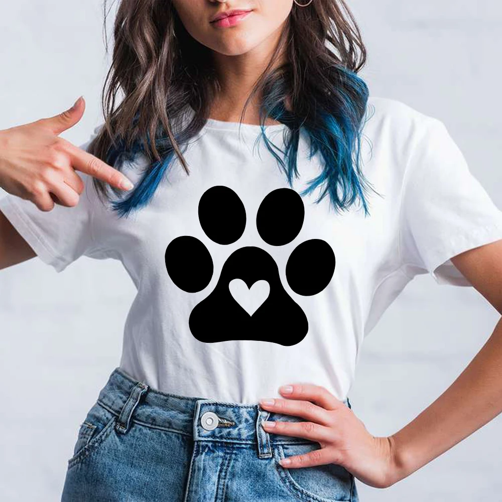 Dog Mom Footprints Print New T-shirts Women Personalized Style White Short T-shirt Oversize Aesthetic Pretty Clothing Female 
Dog Mom Footprints Print New T-shirts Women Personalized Style White Short T-shirt Oversize Aesthetic Pretty Clothing Female