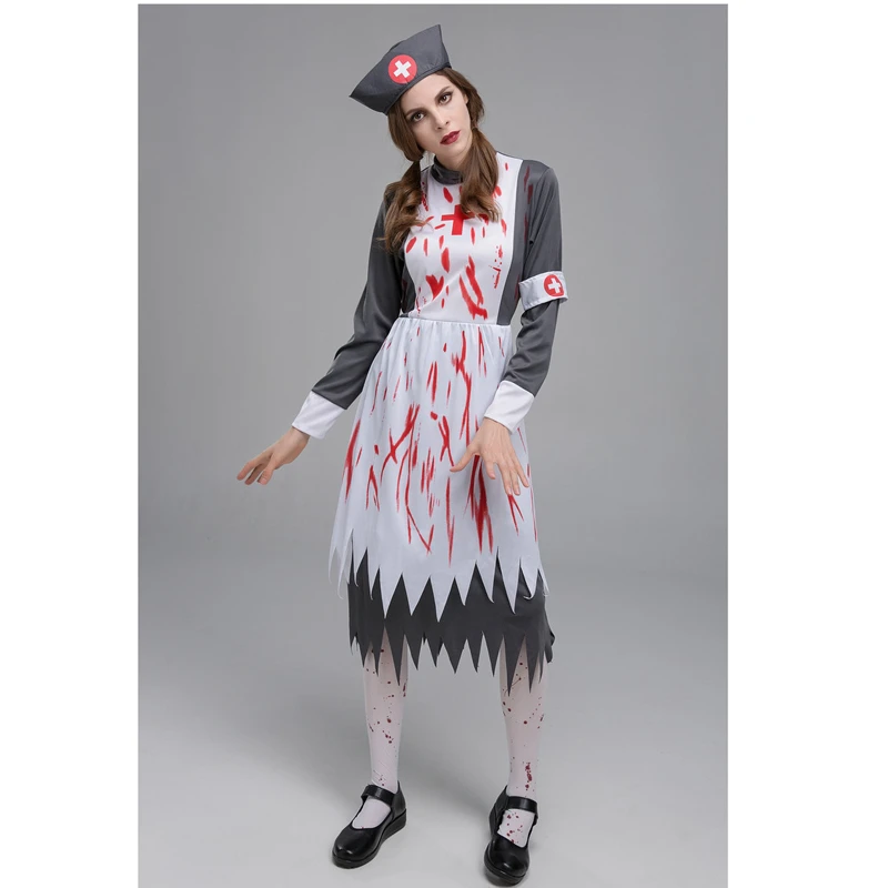 Black Vampire Zombie Costume Cross Blood Print Halloween Female Nurse Character Uniform Maid Scary Doctor Cosplay Costume Stage
Black Vampire Zombie Costume Cross Blood Print Halloween Female Nurse Character Uniform Maid Scary Doctor Cosplay Costume Stage