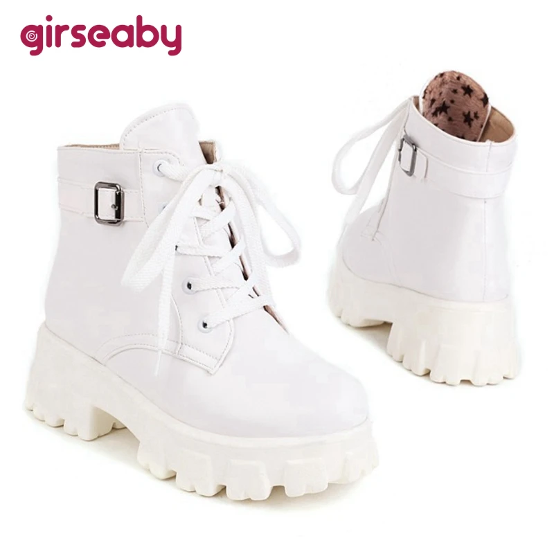 Girseaby New Women Fashion Ankle Boots Shoes Round Toe Thick Bottom Platform Buckle Winter Warm Lace Up Ladies Big 43 S2454
Girseaby New Women Fashion Ankle Boots Shoes Round Toe Thick Bottom Platform Buckle Winter Warm Lace Up Ladies Big 43 S2454