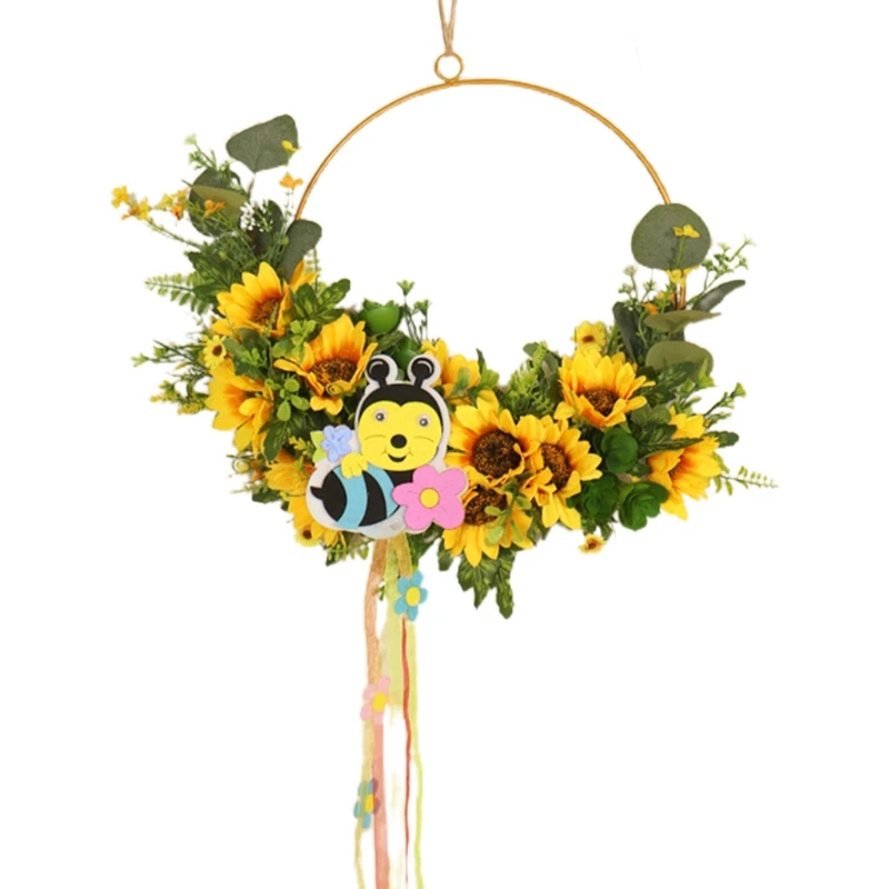 Artificial Bee Sunflower Wreath Garland Handmade Hanging Front Door Ornament
Artificial Bee Sunflower Wreath Garland Handmade Hanging Front Door Ornament
