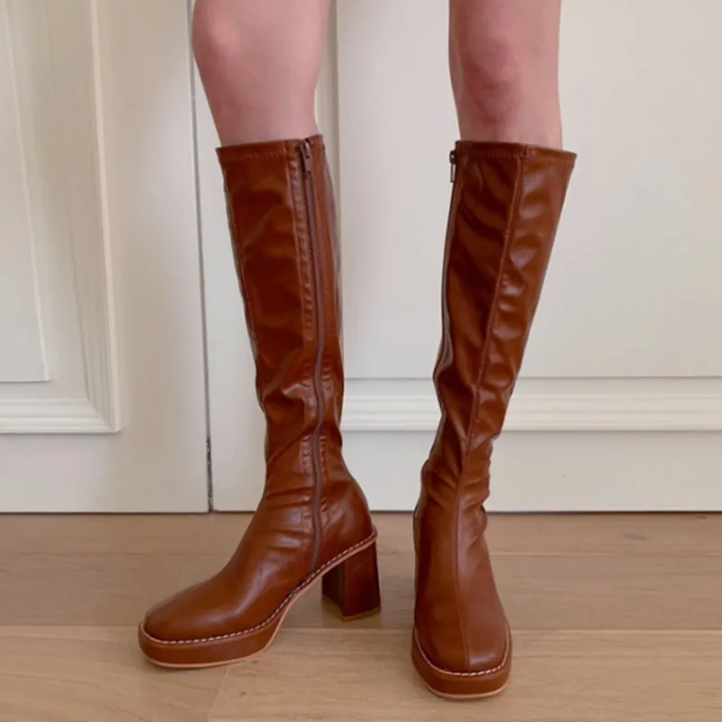 Autumn winter women square-head elastic skinny high-heeled chunky high-heeled high-heeled but knee rider calf boots girl
Autumn winter women square-head elastic skinny high-heeled chunky high-heeled high-heeled but knee rider calf boots girl