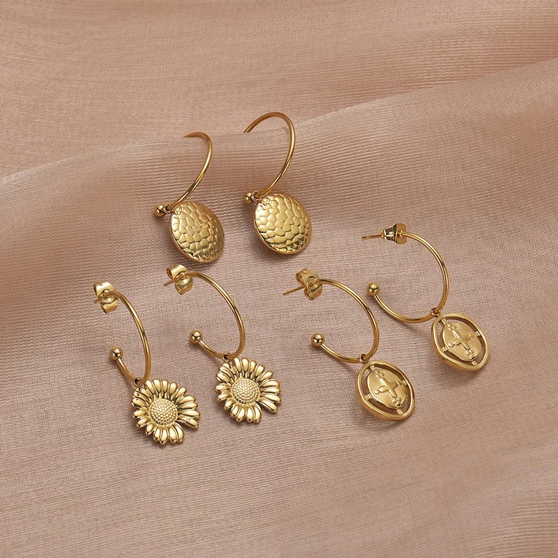 Boho Vintage Cool Cross Sunflower Earrings for Women French Titanium Steel Jewelry Piercing Accesorios Mujer
Boho Vintage Cool Cross Sunflower Earrings for Women French Titanium Steel Jewelry Piercing Accesorios Mujer
