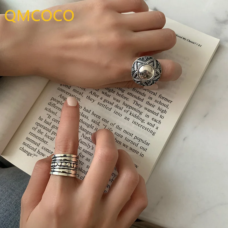 QMCOCO Silver Color Creative Design Five-Pointed Star Circular Retro Wide Ring Woman Simple Personality Trend Temperament Ring
QMCOCO Silver Color Creative Design Five-Pointed Star Circular Retro Wide Ring Woman Simple Personality Trend Temperament Ring