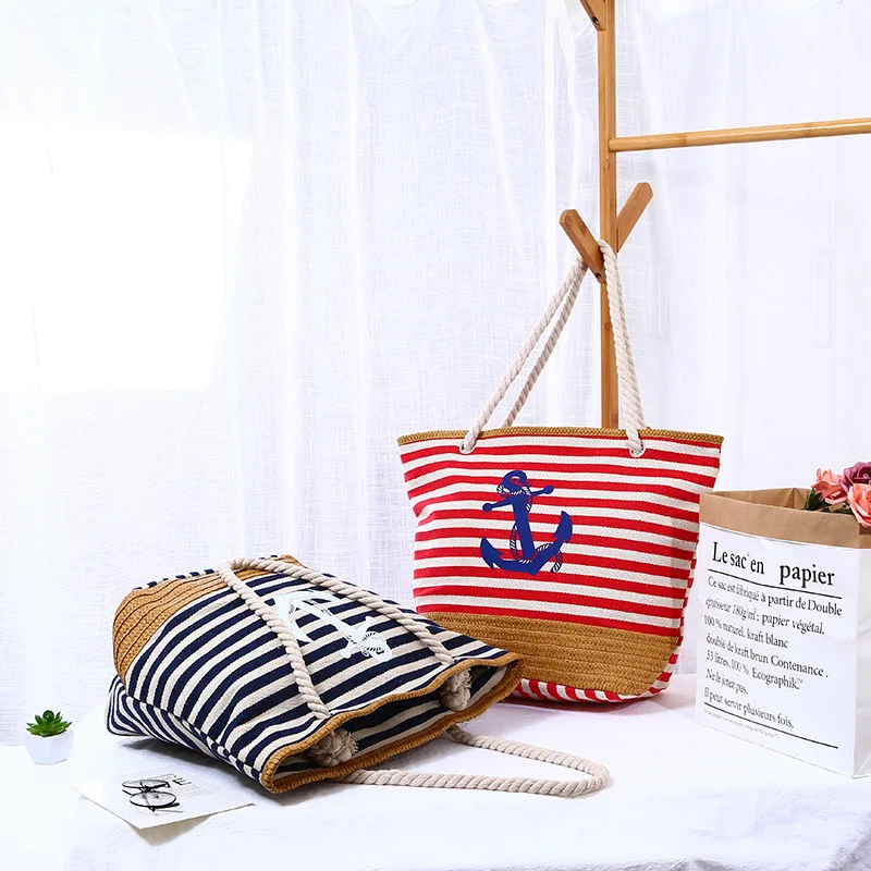 Ladies Fashion Thick Rope Canvas Stripe High Capacity Eco-friendly Tote Handbag Leisure Straw Shopping Beach Shoulder Purses Sac
Ladies Fashion Thick Rope Canvas Stripe High Capacity Eco-friendly Tote Handbag Leisure Straw Shopping Beach Shoulder Purses Sac