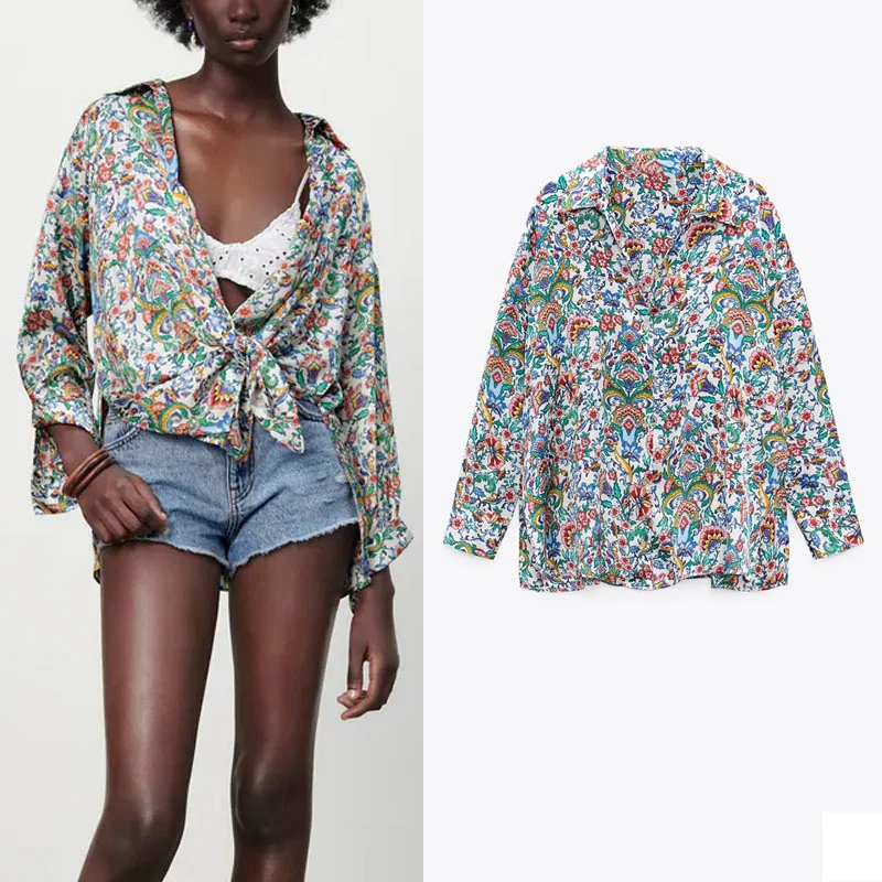 Za Floral Printed Female Shirt Casual Flowy Lapel Long Sleeve Summer Shirt Fashion Satin Button Side Slits Chic Tops Women
Za Floral Printed Female Shirt Casual Flowy Lapel Long Sleeve Summer Shirt Fashion Satin Button Side Slits Chic Tops Women