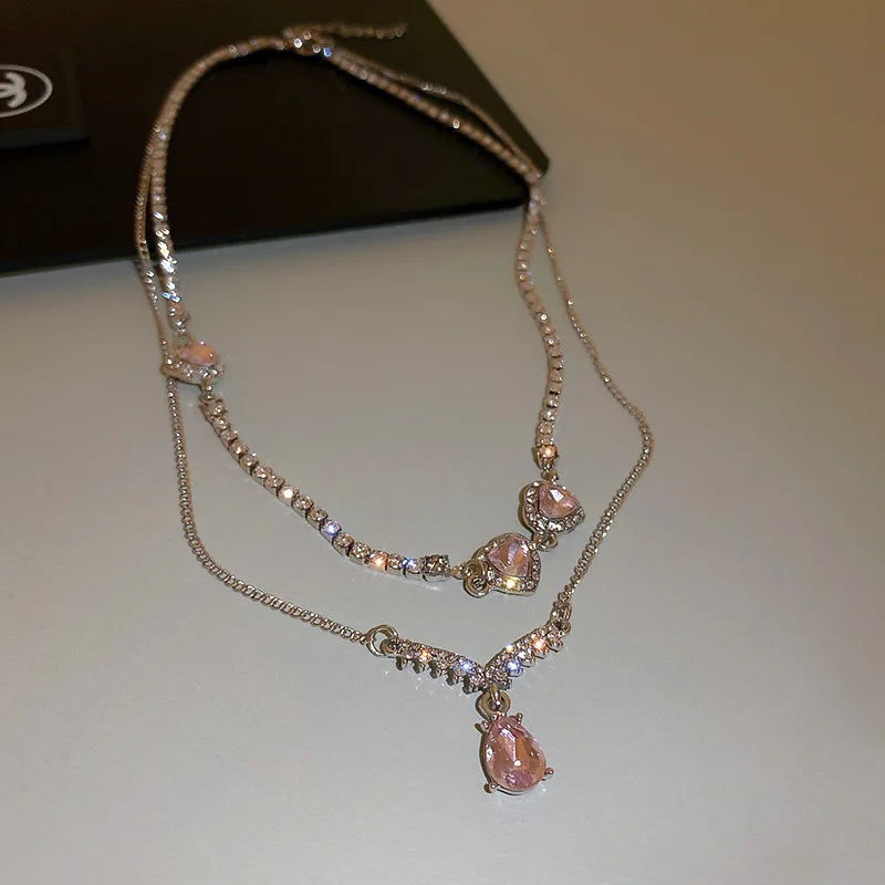 LOVOACC Exquisite Double Layered Pink Love Heart Waterdrop Crystal Pendant Necklace for Women Full Rhinestone Chokers Necklace
LOVOACC Exquisite Double Layered Pink Love Heart Waterdrop Crystal Pendant Necklace for Women Full Rhinestone Chokers Necklace