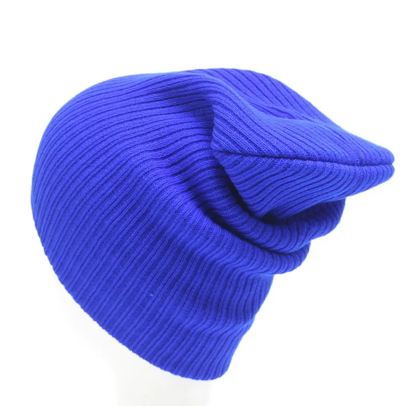 Эластичная простая вязаная шапка женские шапки однотонные с черепами зимние